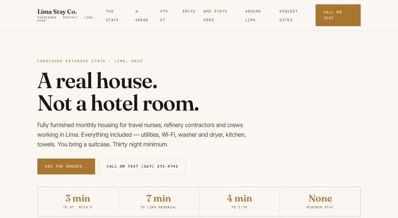 Lima Stay Co website preview