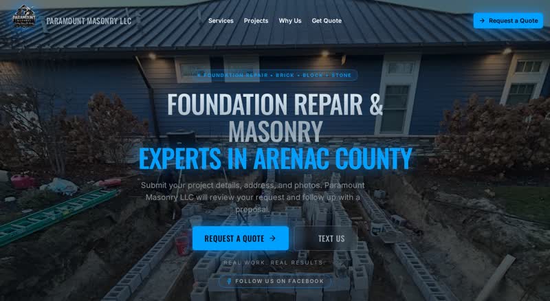 Paramount Masonry website preview