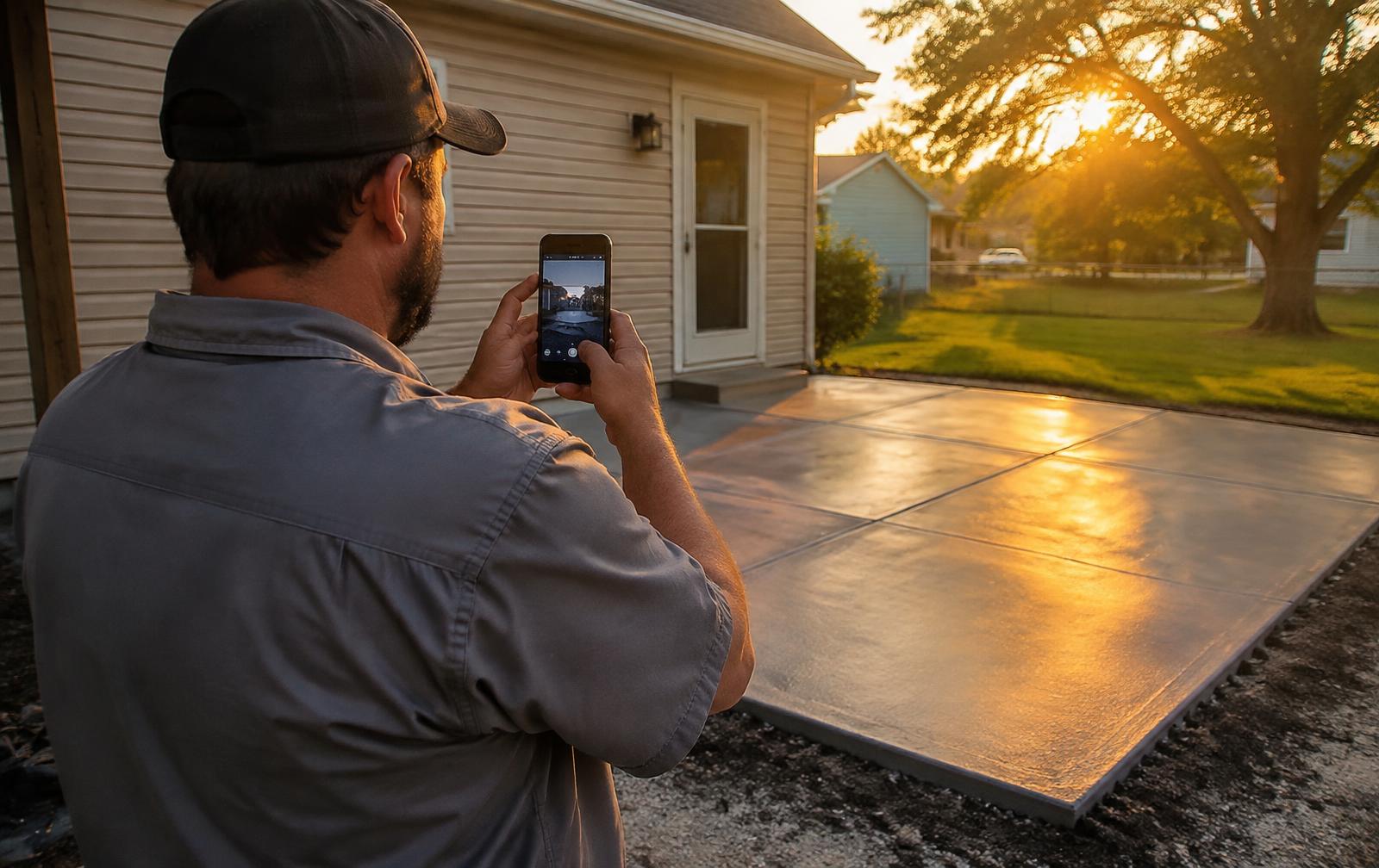 Owner taking a phone photo of a finished job